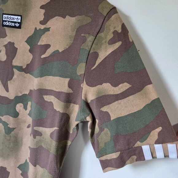 EUC ADIDAS MOCK NECK CAMO BODYCON T SHIRT DRESS SIZE M - Picture 4 of 15